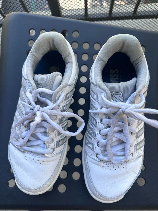 K-Swiss Shoes - K-Swiss White and Light Gray Lace-Up Sneakers